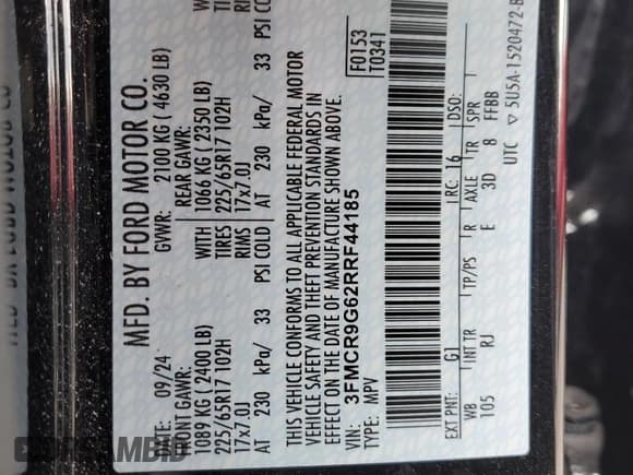✅ 2024 Ford Bronco Sport Heritage • VIN: 3FMCR9G62RRF44185 • Lot: 92506045. Wystawiony na Copart z przebiegiem 4 736 mil. Bezpłatny archiwum sprzedaży aukcyjnych z USA i szczegółowy raport historii pojazdu na DreamBid. Zdjęcie 14.