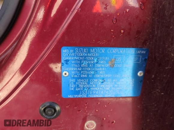 ✅ 2007 Suzuki Grand Vitara Luxury • VIN: JS3TE947474202306 • Lot: 52448755. Wystawiony na Copart z przebiegiem 98 456 mil. Bezpłatny archiwum sprzedaży aukcyjnych z USA i szczegółowy raport historii pojazdu na DreamBid. Zdjęcie 12.