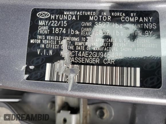 ✅ 2016 Hyundai Accent SE • VIN: KMHCT4AE2GU945438 • Лот: 64708233. Опубликован ранее на Copart с пробегом 124 242 миль. Бесплатный доступ к архиву аукционных продаж из США и подробный отчёт об истории автомобиля на DreamBid. Изображение 12.