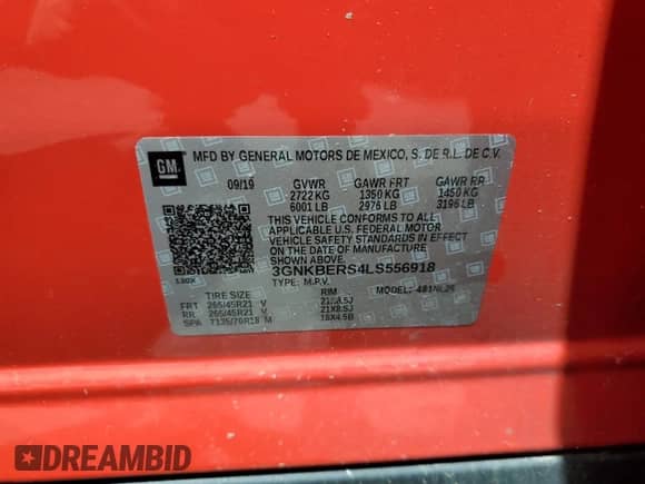 2020 Chevrolet Blazer RS z VIN 3GNKBERS4LS556918, wystawiony jako Copart lot #55493224 z przebiegiem 99 451 mil mil oraz Szkoda całkowita • Salvage title. Historia ofert i sprzedaży dostępna na DreamBid. Obrazek 13.