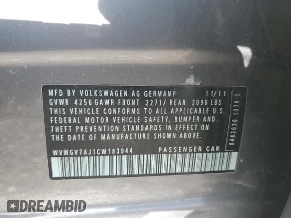 ✅ 2012 Volkswagen Golf GTI Autobahn • VIN: WVWGV7AJ1CW183944 • Lot: 69322714. Wystawiony na Copart z przebiegiem 111 692 mil. Bezpłatny archiwum sprzedaży aukcyjnych z USA i szczegółowy raport historii pojazdu na DreamBid. Zdjęcie 13.