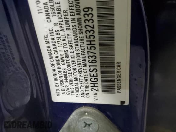 ✅ 2005 Honda Civic VP • VIN: 2HGES16375H532339 • Lot: 86138405. Wystawiony na Copart z przebiegiem 129 249 mil. Bezpłatny archiwum sprzedaży aukcyjnych z USA i szczegółowy raport historii pojazdu na DreamBid. Zdjęcie 12.