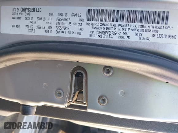 ✅ 2009 Dodge 1500 TRX • VIN: 1D3HB18PX9S796477 • Lot: 41264710. Wystawiony na IAAI z przebiegiem 320 833 mil. Bezpłatny archiwum sprzedaży aukcyjnych z USA i szczegółowy raport historii pojazdu na DreamBid. Zdjęcie 9.