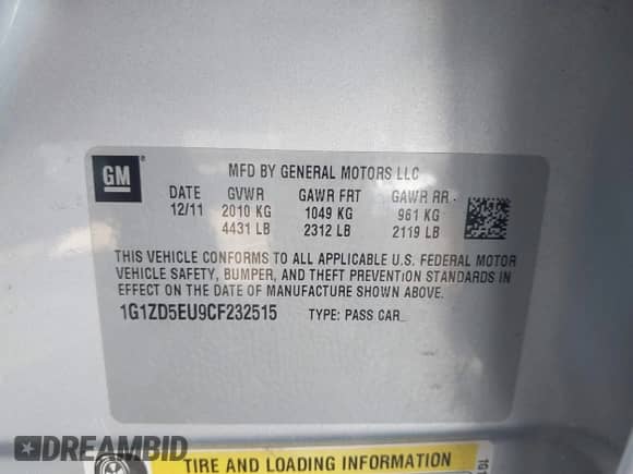 2012 Chevrolet Malibu 2LT z VIN 1G1ZD5EU9CF232515, wystawiony jako IAAI lot #43316702 z przebiegiem 251 197 mil mil oraz . Historia ofert i sprzedaży dostępna na DreamBid. Obrazek 9.