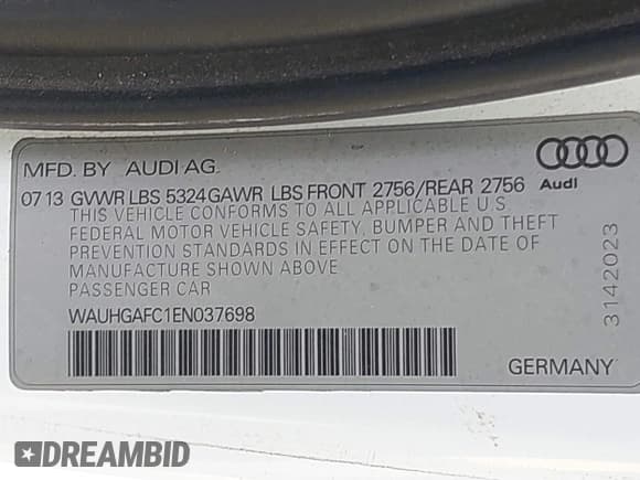 ✅ 2014 Audi A6 Prestige • VIN: WAUHGAFC1EN037698 • Lot: 42605685. Wystawiony na IAAI z przebiegiem 128 051 mil. Bezpłatny archiwum sprzedaży aukcyjnych z USA i szczegółowy raport historii pojazdu na DreamBid. Zdjęcie 9.