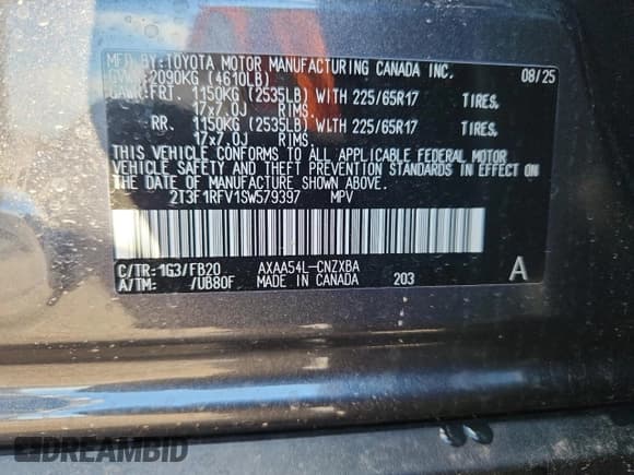 ✅ 2025 Toyota RAV4 LE • VIN: 2T3F1RFV1SW579397 • Lot: 82158685. Wystawiony na Copart z przebiegiem 129 mil. Bezpłatny archiwum sprzedaży aukcyjnych z USA i szczegółowy raport historii pojazdu na DreamBid. Zdjęcie 13.