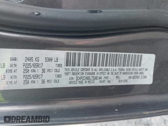 ✅ 2018 Dodge Journey SE • VIN: 3C4PDCAB8JT508144 • Lot: 43004779. Wystawiony na IAAI z przebiegiem 153 238 mil. Bezpłatny archiwum sprzedaży aukcyjnych z USA i szczegółowy raport historii pojazdu na DreamBid. Zdjęcie 9.