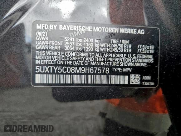 ✅ 2021 BMW X3 xDrive30i • VIN: 5UXTY5C08M9H67578 • Лот: 93350425. Опубликован ранее на Copart с пробегом 19 618 миль. Бесплатный доступ к архиву аукционных продаж из США и подробный отчёт об истории автомобиля на DreamBid. Изображение 13.