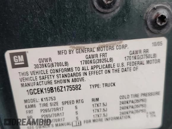 ✅ 2006 Chevrolet Silverado 1500 LT2 • VIN: 1GCEK19B16Z175582 • Лот: 54576735. Опубликован ранее на Copart с пробегом 282 876 миль. Бесплатный доступ к архиву аукционных продаж из США и подробный отчёт об истории автомобиля на DreamBid. Изображение 12.