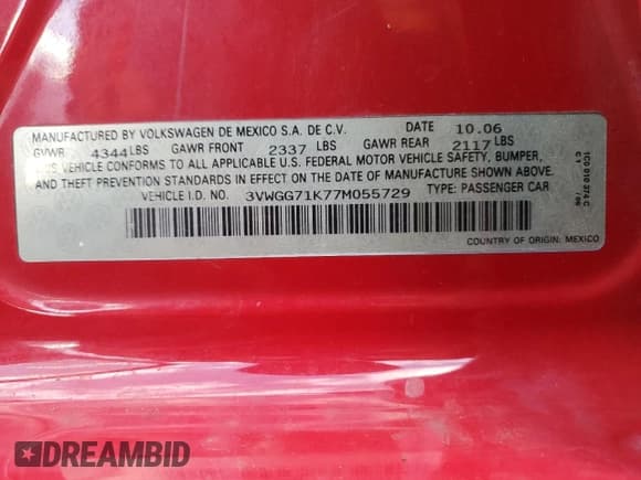 ✅ 2007 Volkswagen Jetta • VIN: 3VWGG71K77M055729 • Лот: 82778404. Опубликован ранее на Copart с пробегом 55 625 миль. Бесплатный доступ к архиву аукционных продаж из США и подробный отчёт об истории автомобиля на DreamBid. Изображение 12.