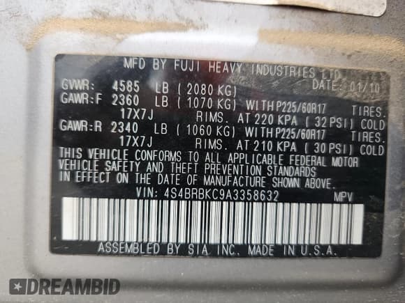 ✅ 2010 Subaru Outback Limited Power Moon • VIN: 4S4BRBKC9A3358632 • Лот: 92353555. Опубликован ранее на Copart с пробегом 233 634 миль. Бесплатный доступ к архиву аукционных продаж из США и подробный отчёт об истории автомобиля на DreamBid. Изображение 13.