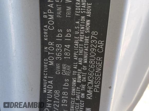 ✅ 2008 Hyundai Accent GS • VIN: KMHCM36C68U092378 • Лот: 43796045. Опубликован ранее на Copart с пробегом 164 022 миль. Бесплатный доступ к архиву аукционных продаж из США и подробный отчёт об истории автомобиля на DreamBid. Изображение 12.