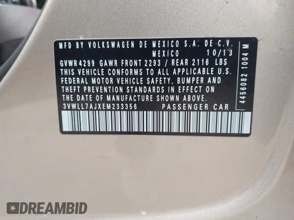 ✅ 2014 Volkswagen Jetta TDI w/Premium/Nav • VIN: 3VWLL7AJXEM233356 • Lot: 42934605. Wystawiony na IAAI z przebiegiem 124 110 mil. Bezpłatny archiwum sprzedaży aukcyjnych z USA i szczegółowy raport historii pojazdu na DreamBid. Zdjęcie 9.