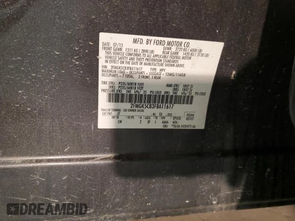 ✅ 2015 Ford Flex SEL • VIN: 2FMGK5C83FBA11617 • Лот: 92393735. Опубликован ранее на Copart с пробегом 237 314 миль. Бесплатный доступ к архиву аукционных продаж из США и подробный отчёт об истории автомобиля на DreamBid. Изображение 13.