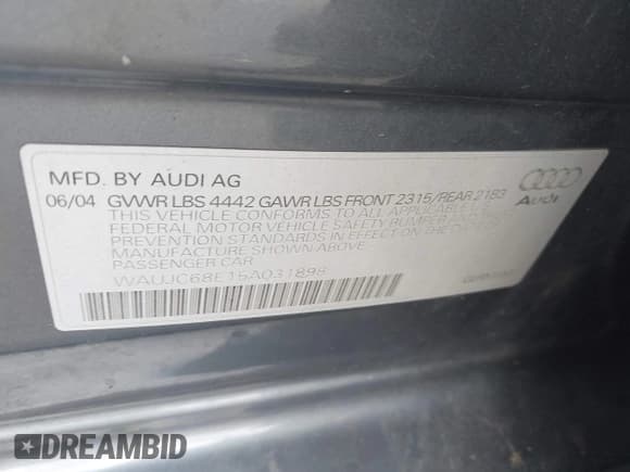 ✅ 2005 Audi A4 1.8T • VIN: WAUJC68E15A031898 • Лот: 43062853. Опубликован ранее на IAAI с пробегом 137 456 миль. Бесплатный доступ к архиву аукционных продаж из США и подробный отчёт об истории автомобиля на DreamBid. Изображение 9.