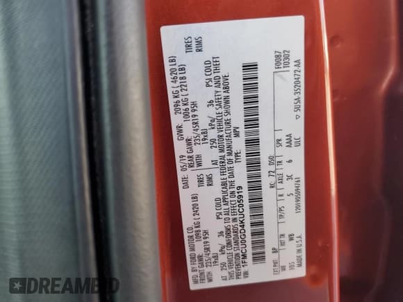 ✅ 2019 Ford Escape SE • VIN: 1FMCU0GD4KUC05919 • Lot: 80580195. Wystawiony na Copart z przebiegiem 148 001 mil. Bezpłatny archiwum sprzedaży aukcyjnych z USA i szczegółowy raport historii pojazdu na DreamBid. Zdjęcie 12.