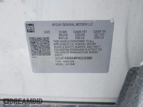 ✅ 2023 Chevrolet Bolt EV 2LT • VIN: 1G1FX6S04P4115380 • Lot: 41607569. Listed on IAAI with Not provided. Free auction sales archive from the USA and detailed vehicle history report at DreamBid. Image 9.