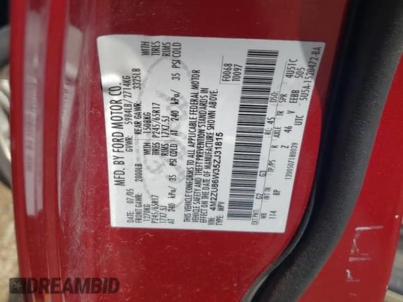 ✅ 2005 Mercury Mountaineer Convenience • VIN: 4M2ZU86W35ZJ31815 • Lot: 64218513. Listed on Copart with 198,214 mi. Free auction sales archive from the USA and detailed vehicle history report at DreamBid. Image 12.