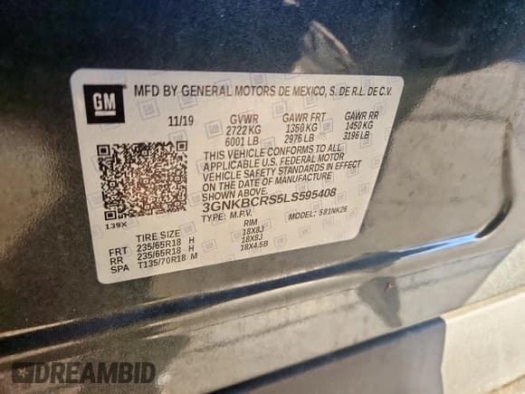 ✅ 2020 Chevrolet Blazer LT • VIN: 3GNKBCRS5LS595408 • Lot: 91137305. Listed on Copart with 74,628 mi. Free auction sales archive from the USA and detailed vehicle history report at DreamBid. Image 14.