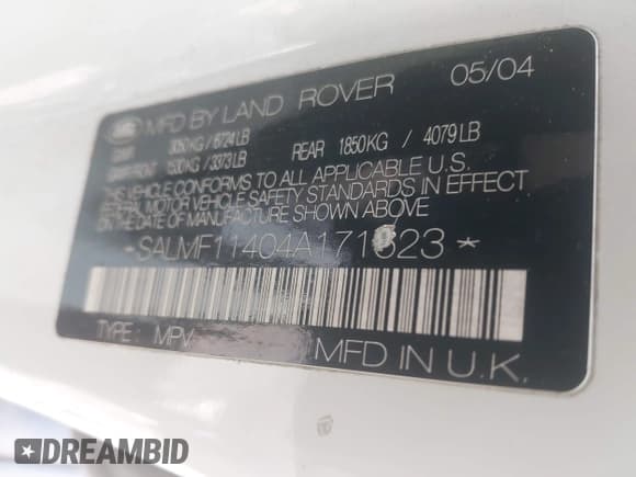 ✅ 2004 Land Rover Range Rover HSE • VIN: SALMF11404A171623 • Lot: 42878261. Wystawiony na IAAI z przebiegiem Nie podano. Bezpłatny archiwum sprzedaży aukcyjnych z USA i szczegółowy raport historii pojazdu na DreamBid. Zdjęcie 9.