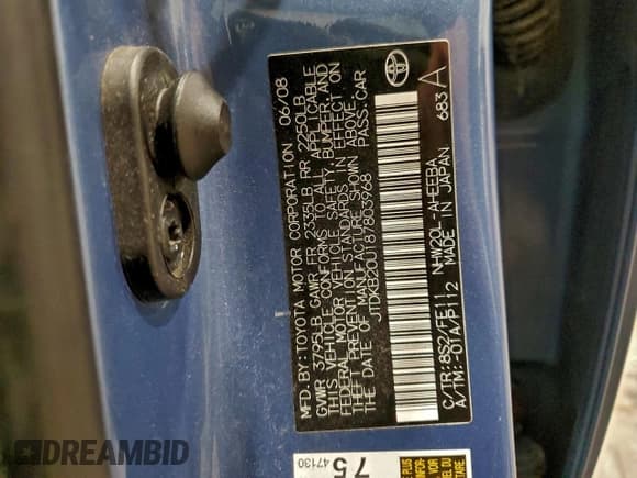 ✅ 2008 Toyota Prius • VIN: JTDKB20U187803968 • Лот: 93450805. Опубликован ранее на Copart с пробегом Не указан. Бесплатный доступ к архиву аукционных продаж из США и подробный отчёт об истории автомобиля на DreamBid. Изображение 12.