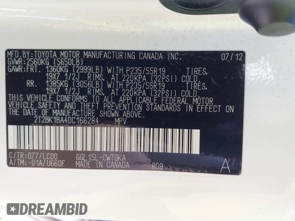 ✅ 2013 Lexus RX 350 • VIN: 2T2BK1BA4DC166284 • Лот: 43420412. Опубликован ранее на IAAI с пробегом 110 003 миль. Бесплатный доступ к архиву аукционных продаж из США и подробный отчёт об истории автомобиля на DreamBid. Изображение 9.