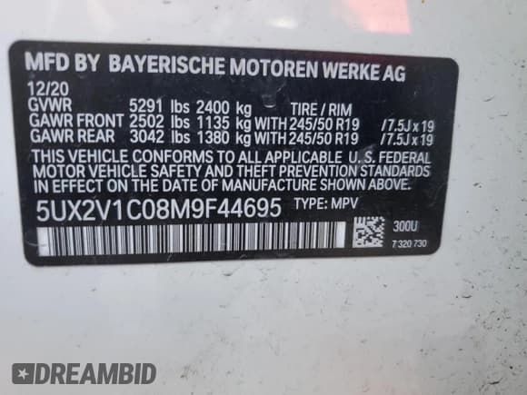 ✅ 2021 BMW X4 xDrive30i • VIN: 5UX2V1C08M9F44695 • Lot: 85751064. Wystawiony na Copart z przebiegiem 55 417 mil. Bezpłatny archiwum sprzedaży aukcyjnych z USA i szczegółowy raport historii pojazdu na DreamBid. Zdjęcie 12.