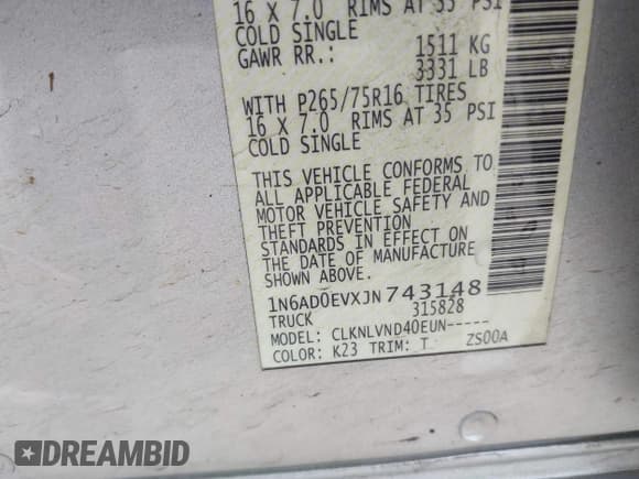 ✅ 2018 Nissan Frontier SV • VIN: 1N6AD0EVXJN743148 • Lot: 42398810. Listed on IAAI with 82,286 mi. Free auction sales archive from the USA and detailed vehicle history report at DreamBid. Image 9.