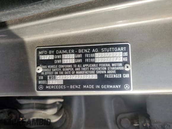 ✅ 1987 Mercedes-Benz 300 • VIN: WDBCB2503HA326913 • Lot: 45600005. Wystawiony na Copart z przebiegiem 232 194 mil. Bezpłatny archiwum sprzedaży aukcyjnych z USA i szczegółowy raport historii pojazdu na DreamBid. Zdjęcie 12.