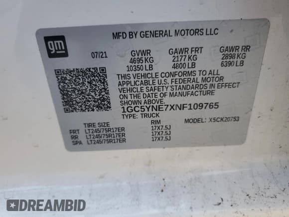 ✅ 2022 Chevrolet Silverado 2500HD LT • VIN: 1GC5YNE7XNF109765 • Лот: 42594465. Опубликован ранее на Copart с пробегом Не указан. Бесплатный доступ к архиву аукционных продаж из США и подробный отчёт об истории автомобиля на DreamBid. Изображение 12.