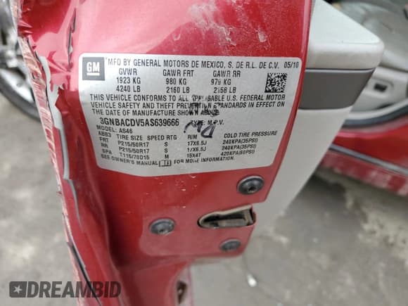 ✅ 2010 Chevrolet HHR 2LT • VIN: 3GNBACDV5AS639666 • Lot: 50331505. Listed on Copart with 142,907 mi. Free auction sales archive from the USA and detailed vehicle history report at DreamBid. Image 15.