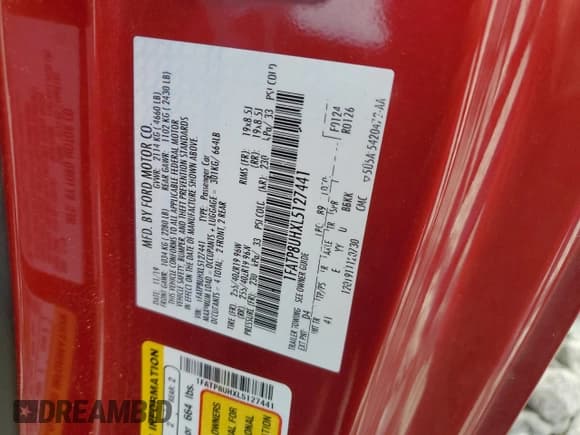 ✅ 2020 Ford Mustang EcoBoost Premium • VIN: 1FATP8UHXL5127441 • Lot: 82107025. Listed on Copart with 30,596 mi. Free auction sales archive from the USA and detailed vehicle history report at DreamBid. Image 12.