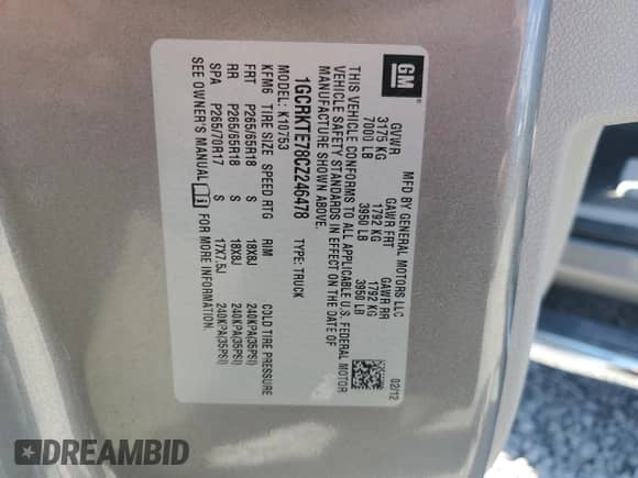 2012 Chevrolet Silverado 1500 LTZ с VIN 1GCRKTE78CZ246478, выставлен на аукционе Copart как лот 84605464 с пробегом Не указан миль и Списание • Salvage title. История ставок и продаж доступна на DreamBid. Изображение 12.