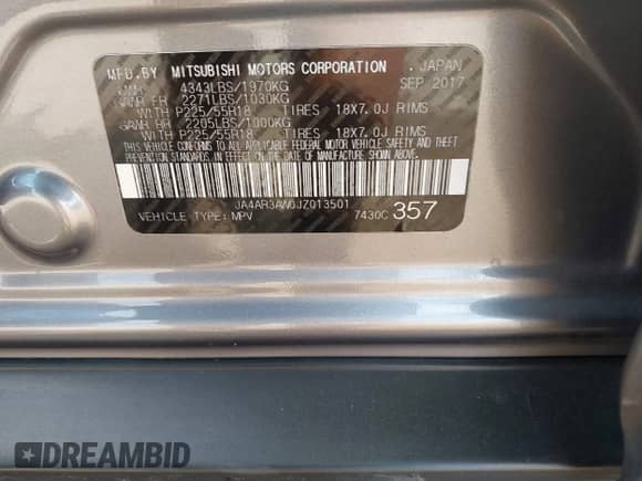 2018 Mitsubishi Outlander SE с VIN JA4AR3AW0JZ013501, выставлен на аукционе IAAI как лот 42916248 с пробегом 116 654 миль миль и . История ставок и продаж доступна на DreamBid. Изображение 9.