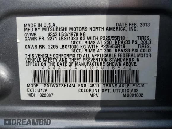 ✅ 2013 Mitsubishi Outlander ES • VIN: 4A4AP3AU9DE016542 • Лот: 86162945. Опубликован ранее на Copart с пробегом 142 418 миль. Бесплатный доступ к архиву аукционных продаж из США и подробный отчёт об истории автомобиля на DreamBid. Изображение 13.