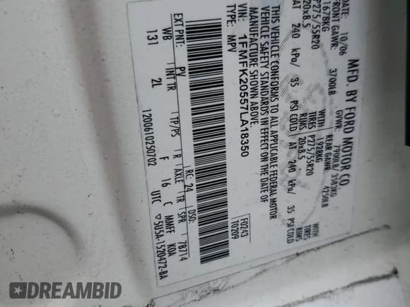 ✅ 2007 Ford Expedition Max Limited • VIN: 1FMFK20557LA18350 • Лот: 59759045. Опубликован ранее на Copart с пробегом 191 977 миль. Бесплатный доступ к архиву аукционных продаж из США и подробный отчёт об истории автомобиля на DreamBid. Изображение 13.