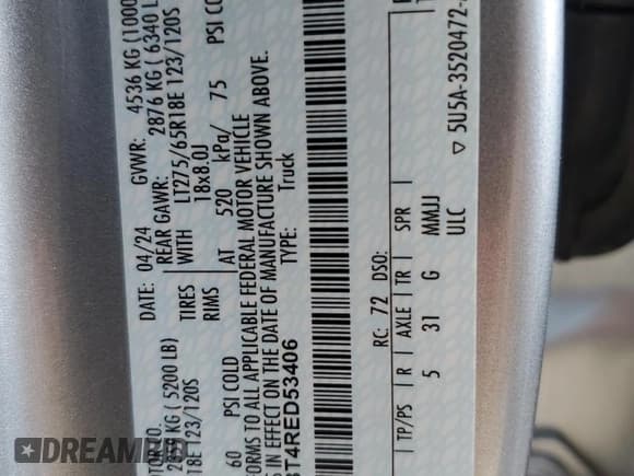 ✅ 2024 Ford F-250 XL • VIN: 1FT7W2BT4RED53406 • Лот: 69187654. Опубликован ранее на Copart с пробегом 6 291 миль. Бесплатный доступ к архиву аукционных продаж из США и подробный отчёт об истории автомобиля на DreamBid. Изображение 12.