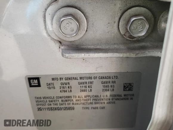 ✅ 2016 Chevrolet Impala LT • VIN: 2G1115S3XG9125859 • Лот: 73792014. Опубликован ранее на Copart с пробегом 187 572 миль. Бесплатный доступ к архиву аукционных продаж из США и подробный отчёт об истории автомобиля на DreamBid. Изображение 12.