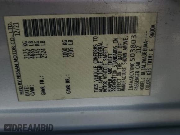 ✅ 2022 Nissan Maxima SV • VIN: 1N4AA6CVXNC503803 • Lot: 57874325. Listed on Copart with 51,426 mi. Free auction sales archive from the USA and detailed vehicle history report at DreamBid. Image 12.