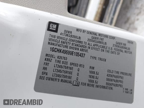 ✅ 2009 Chevrolet Silverado 2500HD • VIN: 1GCHK49699E105437 • Лот: 41264462. Опубликован ранее на IAAI с пробегом 306 561 миль. Бесплатный доступ к архиву аукционных продаж из США и подробный отчёт об истории автомобиля на DreamBid. Изображение 9.