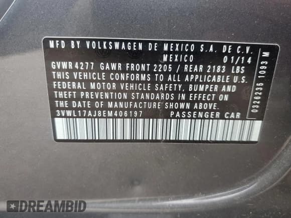 ✅ 2014 Volkswagen Jetta SEL • VIN: 3VWL17AJ8EM406197 • Lot: 57777195. Listed on Copart with 107,120 mi. Free auction sales archive from the USA and detailed vehicle history report at DreamBid. Image 13.