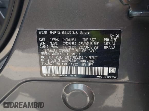 ✅ 2021 Honda HR-V Sport • VIN: 3CZRU5H1XMM714222 • Lot: 43228883. Wystawiony na IAAI z przebiegiem 13 023 mil. Bezpłatny archiwum sprzedaży aukcyjnych z USA i szczegółowy raport historii pojazdu na DreamBid. Zdjęcie 9.