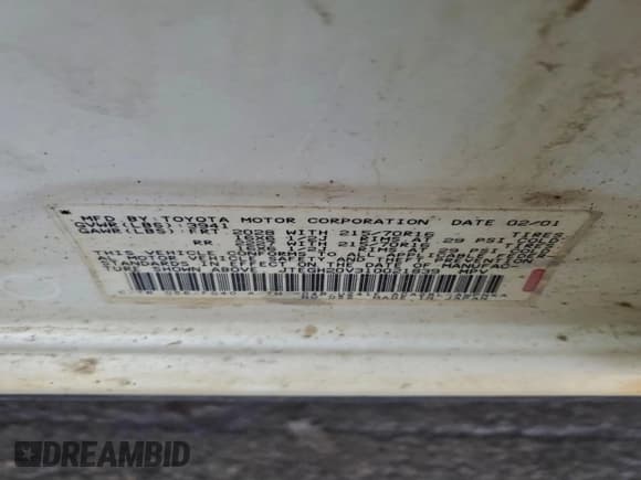 ✅ 2001 Toyota RAV4 • VIN: JTEGH20V310021839 • Lot: 94086875. Listed on Copart with 238,061 mi. Free auction sales archive from the USA and detailed vehicle history report at DreamBid. Image 13.