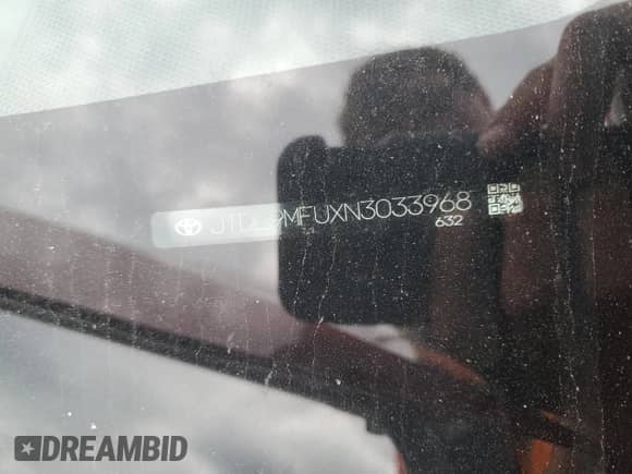 2022 Toyota Prius LE with VIN JTDL9MFUXN3033968, listed as a Copart auction lot 62223875 with 108,069 mi miles and Salvage title. Bid and sale history available at DreamBid. Image 12.