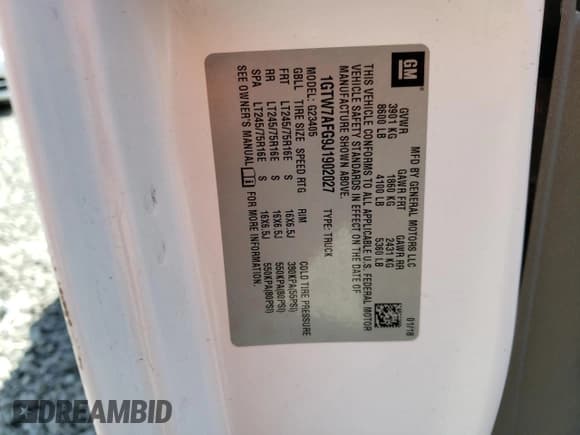 ✅ 2018 GMC Savana Cargo • VIN: 1GTW7AFG9J1902027 • Лот: 50590465. Опубликован ранее на Copart с пробегом 128 914 миль. Бесплатный доступ к архиву аукционных продаж из США и подробный отчёт об истории автомобиля на DreamBid. Изображение 13.