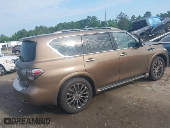 ✅ 2015 Infiniti QX80 • VIN: JN8AZ2NE9F9083706 • Lot: 42441223. Listed on IAAI with 65,259 mi. Free auction sales archive from the USA and detailed vehicle history report at DreamBid. Image 4.