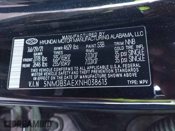 ✅ 2022 Hyundai Tucson SEL • VIN: 5NMJB3AEXNH038613 • Lot: 42853130. Listed on IAAI with 31,258 mi. Free auction sales archive from the USA and detailed vehicle history report at DreamBid. Image 9.