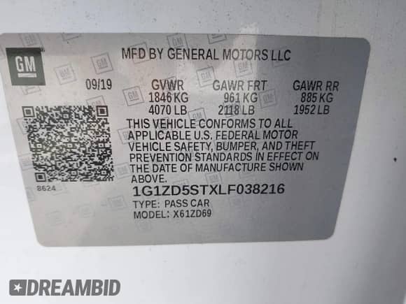 2020 Chevrolet Malibu LT with VIN 1G1ZD5STXLF038216, listed as a IAAI auction lot 43041694 with 101,198 mi miles and . Bid and sale history available at DreamBid. Image 9.