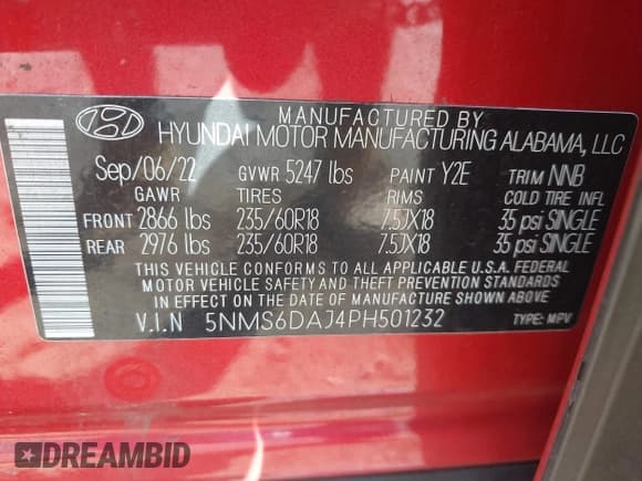 ✅ 2023 Hyundai Santa Fe XRT • VIN: 5NMS6DAJ4PH501232 • Лот: 43134599. Опубликован ранее на IAAI с пробегом 25 567 миль. Бесплатный доступ к архиву аукционных продаж из США и подробный отчёт об истории автомобиля на DreamBid. Изображение 9.