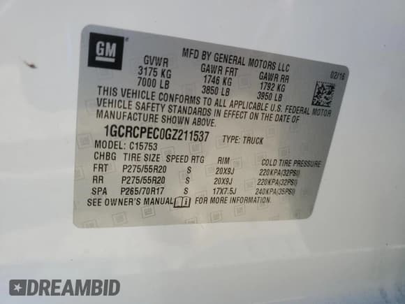 ✅ 2016 Chevrolet Silverado 1500 Custom • VIN: 1GCRCPEC0GZ211537 • Лот: 57436715. Опубликован ранее на Copart с пробегом 139 344 миль. Бесплатный доступ к архиву аукционных продаж из США и подробный отчёт об истории автомобиля на DreamBid. Изображение 12.